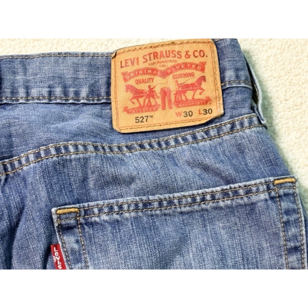 Levis 527 Jeans 30x30 Mens Blue Slim Bootcut Faded Stonewash Red Tab Denim